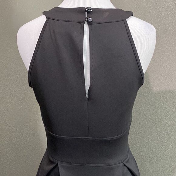 Sweet Storm Black Sleeveless Mini Flair Dress Sheer Front - Picture 6 of 10